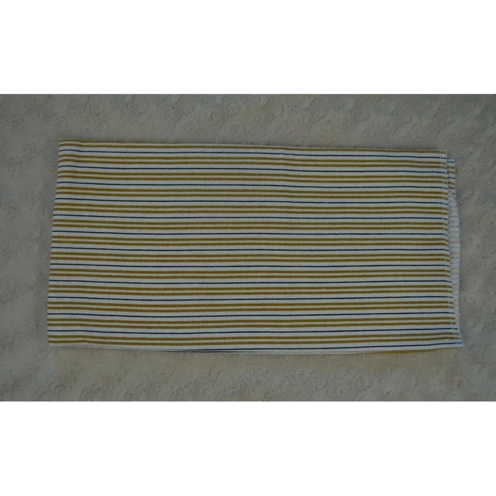 Rene Rofe Stripes Baby Receiving Blanket Tan White Black Flannel Cotton